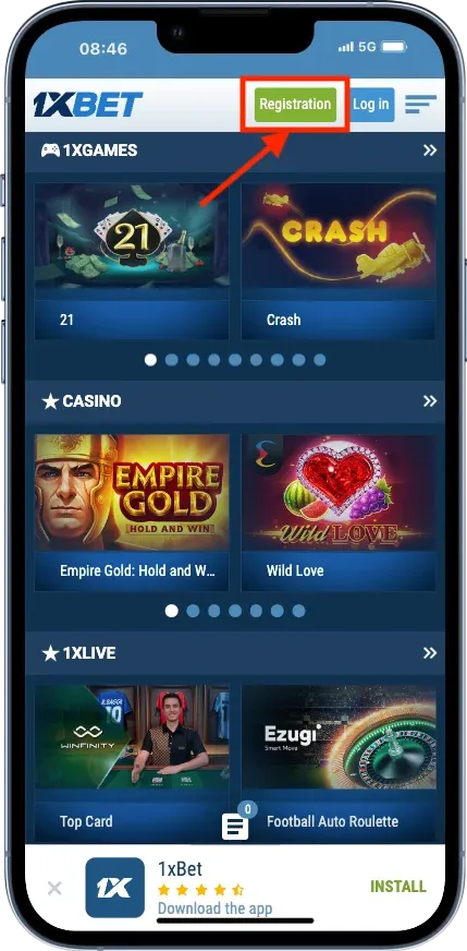 1xbet login registration web